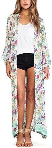 Women's Beachwear Cover up Floral Cardigan Kimono Swimwear Blouse Shawl Wrap