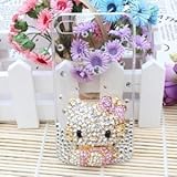 SODIAL 3D Bling Crystal Flat Back Rhinestone Pink Hello Kitty Case, Cover for Apple Iphone 4 and 4s