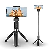 Selfie Stick Tripod with Bluetooth Wireless Remote,Ausemku Extendable Cell Phone Stand, Portable Monopod for iPhone X/iPhone 8/8 Plus/iPhone 7/iPhone 7 Plus/Galaxy S9/S9 Plus/Note 8/S8/S8 Plus/More