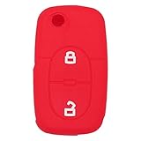 DSP Silicone Cover Skin Jacket for AUDI 2 Button Flip Remote Key CV7820 Red