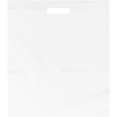 Purple Q Crafts Plastic Bag with Die Cut Handle Bag 15"x18" White Plastic Merchandise Bags 100 Pack for Retail, Gifts, Trade Show and More