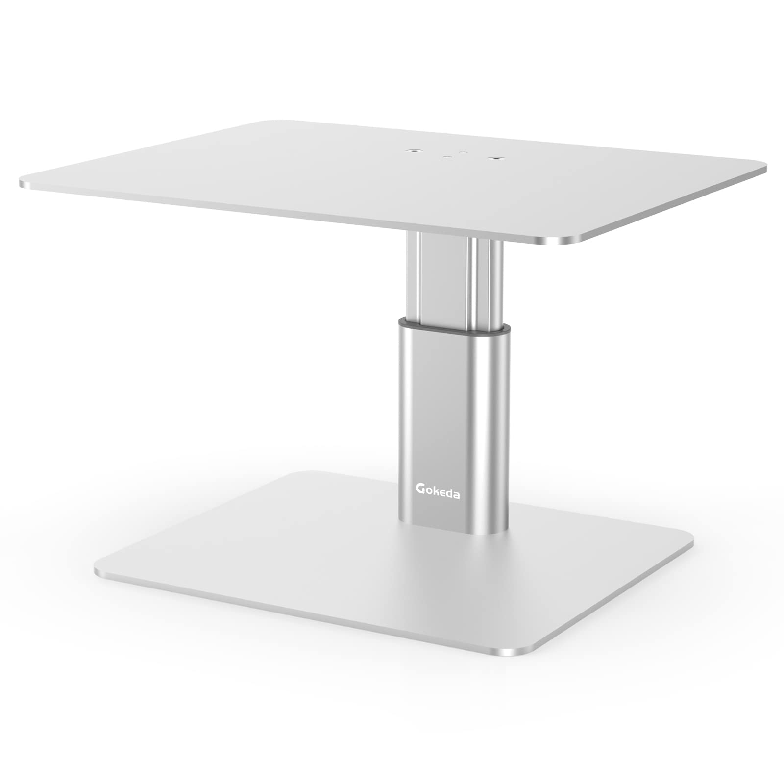 GOKEDA Monitor Riser Stand, Metallic Adjustable Height Desk Organizer Prop Compatible with Display, iMac, TV, PC, Desktop and All-Screen Display for Office & Home (PC up to 15KG)