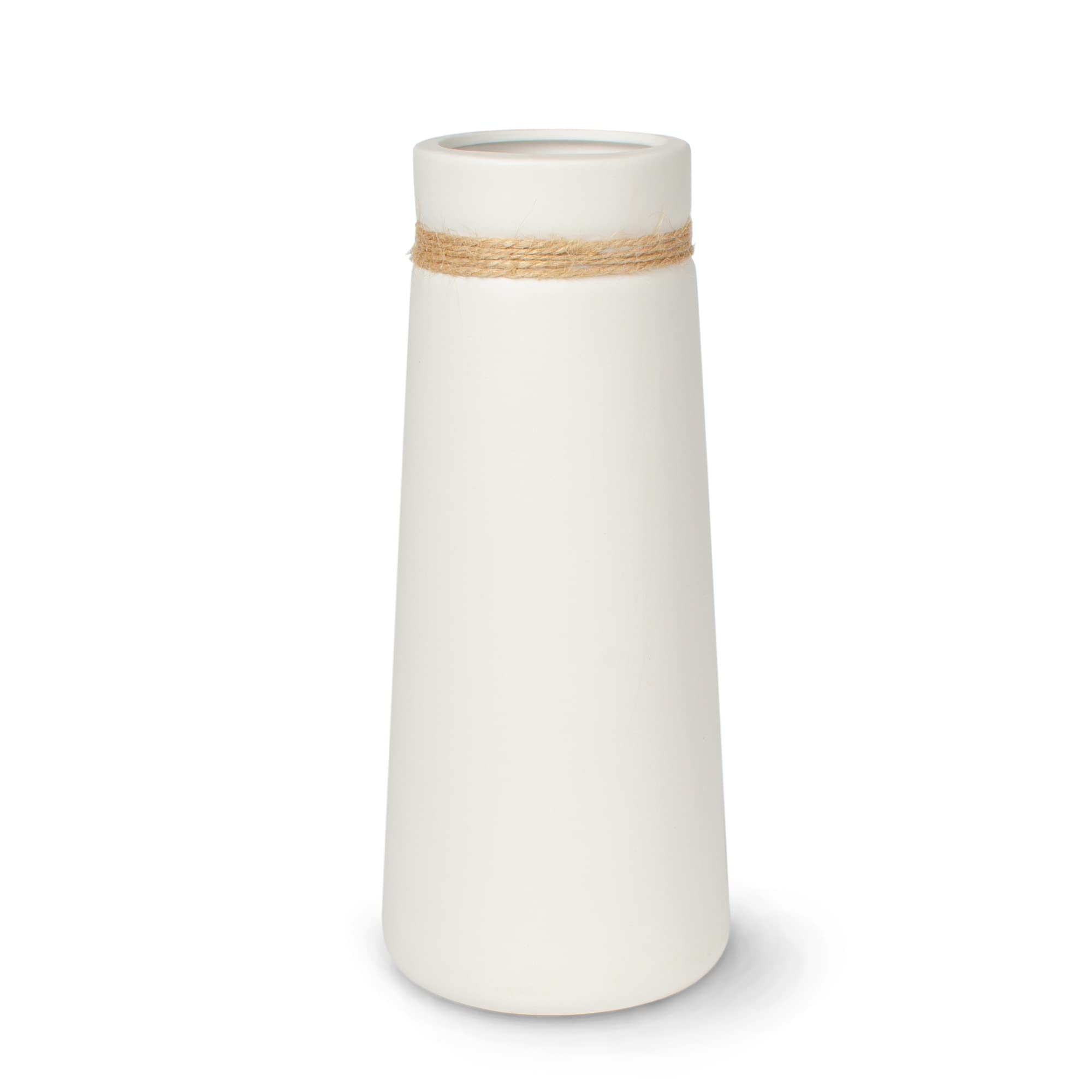 Ceramic Vase for Pampas Grass - Bouquet flower White Matt as Boho Decoration, Large 10 Inch High for Fresh & Dried Flowers, Home Decoration, Office (Size L)