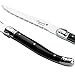 Laguiole By FlyingColors Steak Knife Set, Micro Serrated Blade, Stainless Steel, Wood Block, Black Color Handle, 6 Pieces