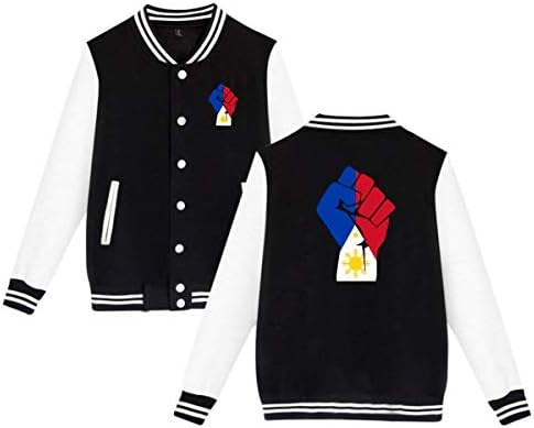 MOCSTONE Men's Women's Varsity Jacket Philippines Flag Fist Baseball Jacket Letterman Jackets Sport Coats