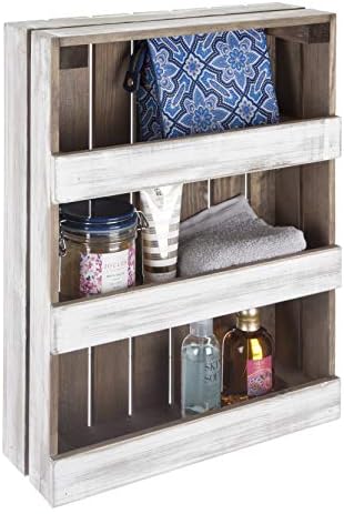 Huntstead Classics - 3 Tier Vintage Style Wooden Spice Herb Organiser Shelf Shelves Storage Rack | Handcrafted in The UK | (Vintage White Wash)