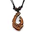 Lemu Jewelry Hawaiian Maori Fish Hook Necklace Pendant Hemp Cord Chain for Mens Womens