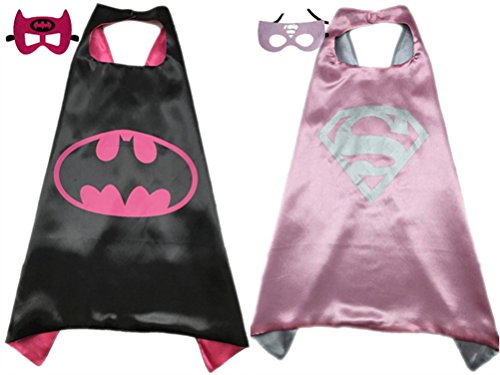 Pack of 2 Superhero Princess CAPE & MASK SET Kids Children’s Halloween Costume