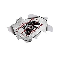 HLHXMWXY Game of Thrones PVC 3D Broken Wall Sticker Applique(22.5inchX14inch) House Stark Background Wall Stickers Decor（Blood Wolf）