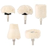 ODOMY 5Pcs Buffing Polishing Wheel For Drill Flannelette Polishing Mop Wheel Cone/Column/Mushroom/T-shaped Wheel Grinding Head With 1/4" Handle for Manifold Metal Aluminum Stainless Steel Chrome Glass