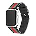 MORTREE Nylon and Leather Band for Apple Watch Series 3 Series 4 Bands,Woven Nylon Replacement Band with Top Layer Genuine Leather Wrist Band for Iwatch Series 4/3/2/1(Green and Red in Black 42mm)