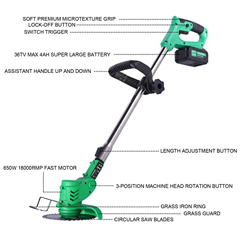 Cordless Brush Cutter Weed Eater with 9Blades,Weed Wacker Electric