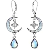 Witches Knot Earrings Sterling Silver Celtic Moon Dangle Drop Earrings Celtic Jewelry Gifts for Women