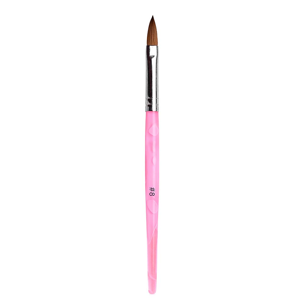 Alexnailart 1pc Pink Kolinsky Sand Acrylic Nail Art Builder Paint Brush