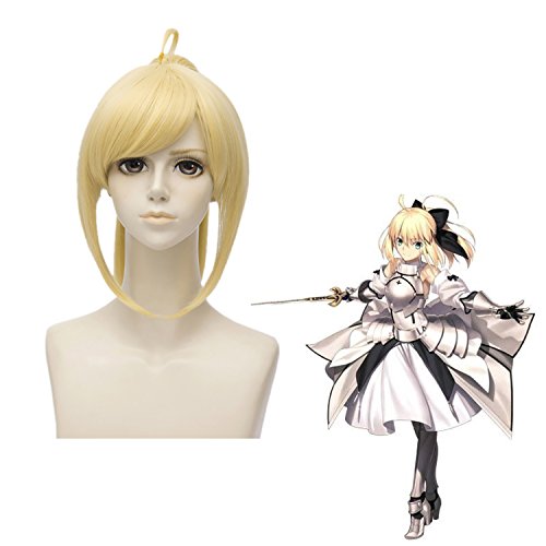 Japanese Anime Cosplay Wigs Blonde Color Bob Hairstyle Ponytails