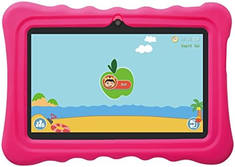 Ufinetec Kids tablet PC 7.0-inch Display WiFi Playstore Touch Screen Dual Camera Pre-installed Special Kids APP Shock-resistant Case(Pink)