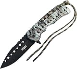 R-Tek RT110373 Partial-Paracord Handle High Performance Spring Assisted Folding Knife With Fluted Blade 10 colors Blue, Black, Red, Gold, Camo, Purple, Orange, Silver, Snow, Tree