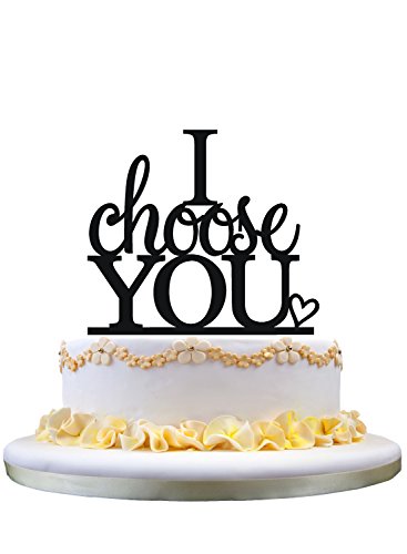 zhongfei Wedding Cake Topper- I Choose You Monogram Cake Topper with Little Heart Decor, Perfect for Engagement Wedding Gift