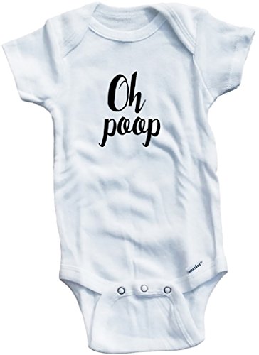 Baby Tee Time Girls' Oh Poop One piece 0-3 Months White