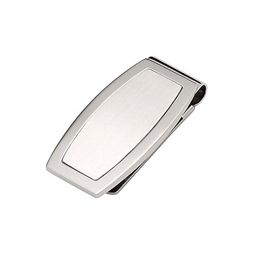 Engravable Brushed and Polished Stainless Steel Money Clip