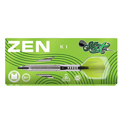 Shot! Darts Zen Ki-Steel Tip Dart Set-Center Weighted-80% Tungsten Barrels (24)