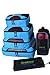GreEco 4 Pcs Packing Cubes Plus 1 Pc Laundry Bag and 1 Pc Shoe Bag Aqua Blue