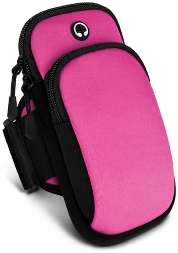 ONEFLOW Premium Sports Armband for Running Mobile Phone Compatible with Samsung Galaxy Xcover 4S, Soft Case, 2 Compartments, Sports Arm, Pink