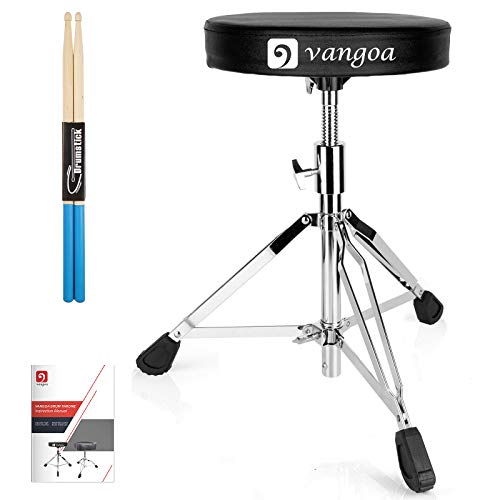 Vangoa Drum Throne, Padded Drum Stool Seat Portable Adjustable Folding