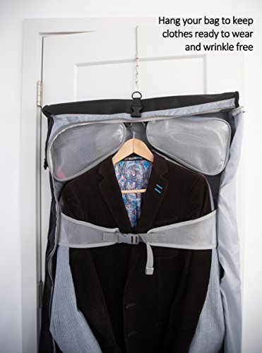 Best Garment Bag - Black Carry On Suit Bag Dress Bag for Travel & Business Trips -w/Hanging Hook & Shoulder Strap- for Men and Women - Folding Wardrobe Carrier Luggage by Golden State Ink