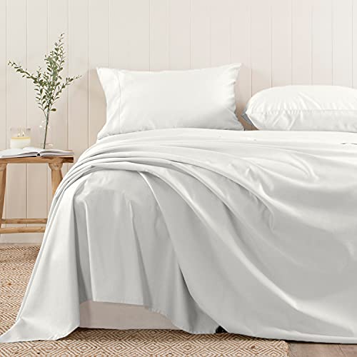 Pizuna 400 Thread Count Cotton Twin XL Flat Sheets Off White 1pc, 100 Long Staple Cotton, Soft