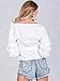 Simplee Apparel Women's Off Shoulder V Neck Wrap Blouse Shirt Waist Tie White