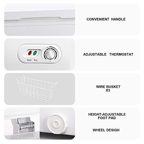 WATOOR 5.0 Cu.ft Chest Freezer Small Deep Freezer Mini Outdoor Chest Freezers Upright with 3