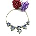 HuntGold Elegant Flower Acrylic Diamond Pendant Chain Choker Necklace(Blue)