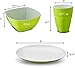 PLASTI HOME Reusable Plastic Dinnerware Set (12pcs) – Ideal For Kids. Fancy Hard Plastic Plates, Bows & Cups In Green Colors – Microwaveable & Dishwasher Safe Flatware & Tumblers For Daily Use,