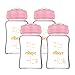Matyz 4-Pack Breast Milk Collection Bottles (Pink, 6 Oz Each) - No BPA Glass Milk Storage Bottles with Lids - Suitable for Philips Avent & Medela Spectra Pumps