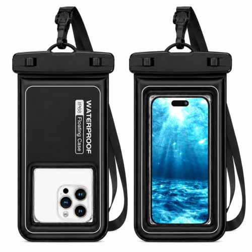 Waterproof Mobile Floating Case 2 Units, IPX8 Floating Mobile Aquatic Case with Adjustable Cord, for 17/16/15/14 Pro Max, Samsung S26 S25 S24 Ultra, Up to 7.5 Inches for Beach Swimming Pool