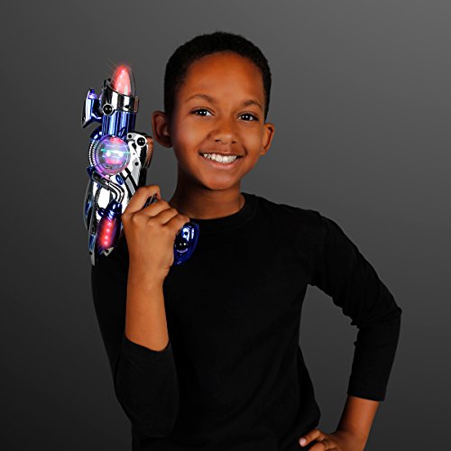 Blue Light Up Space Toy Gun with Sound Effects and Spinning Multicolor LEDs - Thumbnail 3