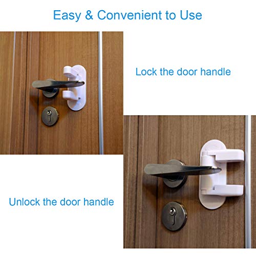 Door Lever Handle Lock 2 Pack Child Proof Door Lock Locker Strong 3M Adhesive For Children Kids Safety