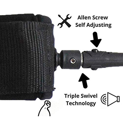 Neolife 7' Coiled Surfboard Leash Ankle Cuff Safety SUP Leash for Inflatable Paddle Board Snowboard Legrope Black - Thumbnail 3