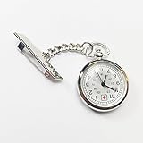 Silver Tone Nurse Watch Clip-On Brooch Pocket Second Hand Clock Medical Gift Box Lanyard FOB ID Tag Timer