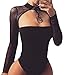 Velius Women Sexy Camisole Thong Bodysuit Playsuit … (Small, Black/Choker)