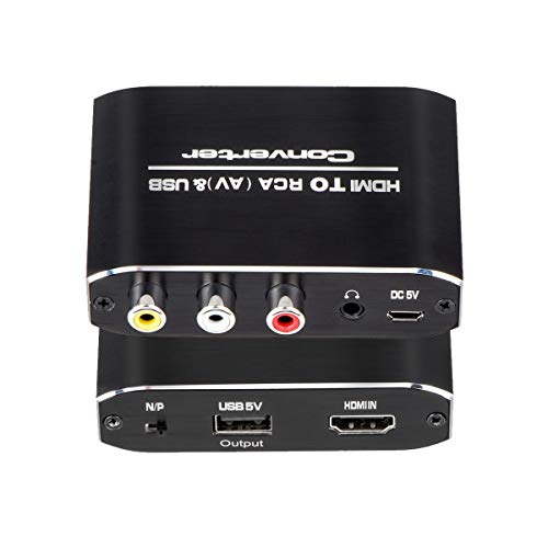 HDMI to RCA Converter, HDMI to AV 3RCA CVBS Composite Adapter with 3.5mm Audio Jack Supports PAL/NTSC for TV Stick, Roku, Chromecast, Apple TV, PC, Laptop, Xbox, HDTV, DVD Etc