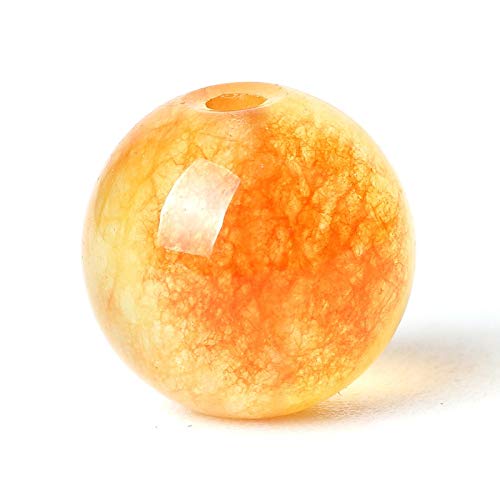 Photo 1 of 100Pcs Natural Stone 10mm Orange Jasper Round Loose Gemstone Energy Healing Beads Hole Size 1mm DIY Smooth Beads for Bracelet Necklace Earrings Jewelry Making
