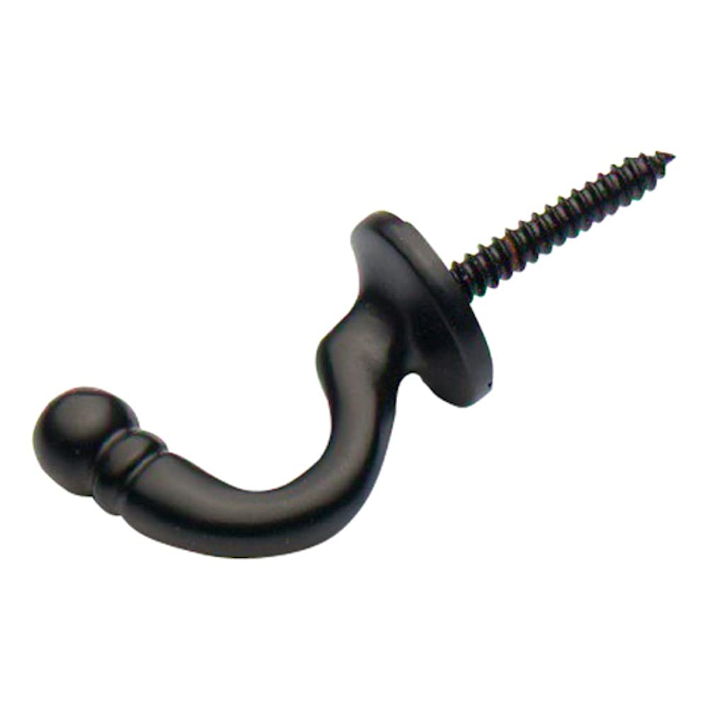 Merriway® BH01646 (2 Pcs) Ball End Curtain Drapery Hold Back Tie Back Hooks, 40mm (1.1/2 inch) Black - Pack of 2 Pieces — image 1