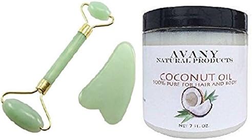 Gua Sha Skincare 3 Pc Set - Organic Coconut Oil + Gua Sha Face and Body Massage Roller Scraper Tools, Lymphatic Drainage & Detox (Gua Sha Tools)