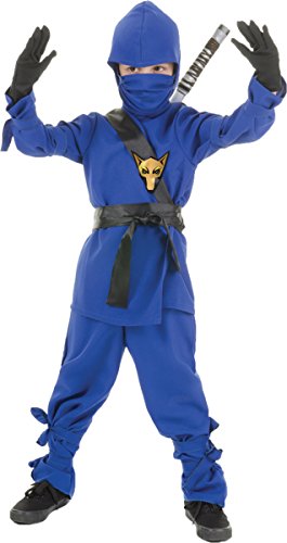 Underwraps Costumes Big Boy's Children's Blue Ninja Costume, Medium 6-8 Childrens Costume, blue, Medium