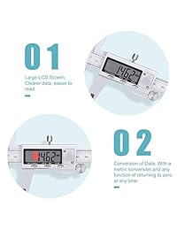 Calibre Vernier digital rosimo Electronic calibre de acero inoxidable 150 mm 0   6 inch Herramienta de medir con extra large LCD Screen  Inch millimeter Conversión