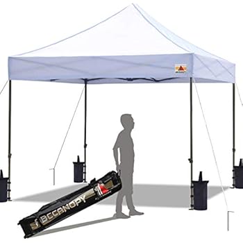 ABCCANOPY Pop up Canopy Tent Commercial Instant Shelter with Wheeled Carry Bag, Bonus 4 Canopy Sand Bags, 10x10 FT White