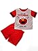 Sesame Street Boys' Toddler 3-Piece Pajama Set, Elmo-Cherry Red, 3T