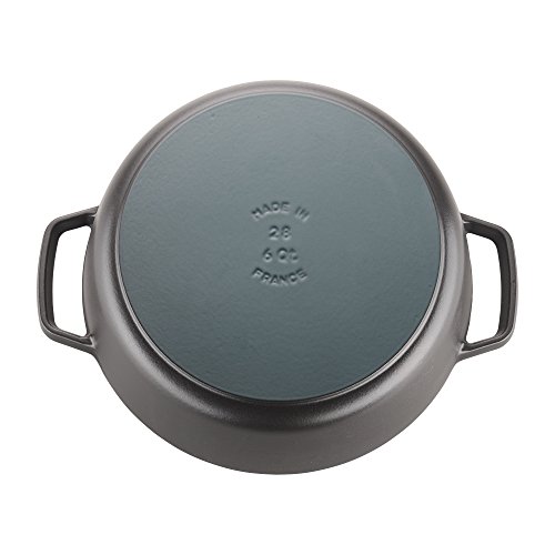 Staub Cast Iron 6qt Cochon Shallow Wide Round Cocotte Matte Black
